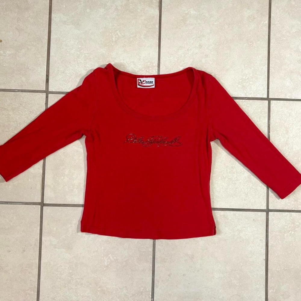 Vintage embroidered crop top long sleeve